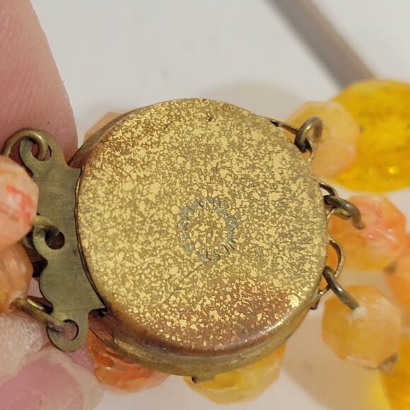 Vintage Tri String Orange Beaded Necklace from West Germany - Picture 4 of 4